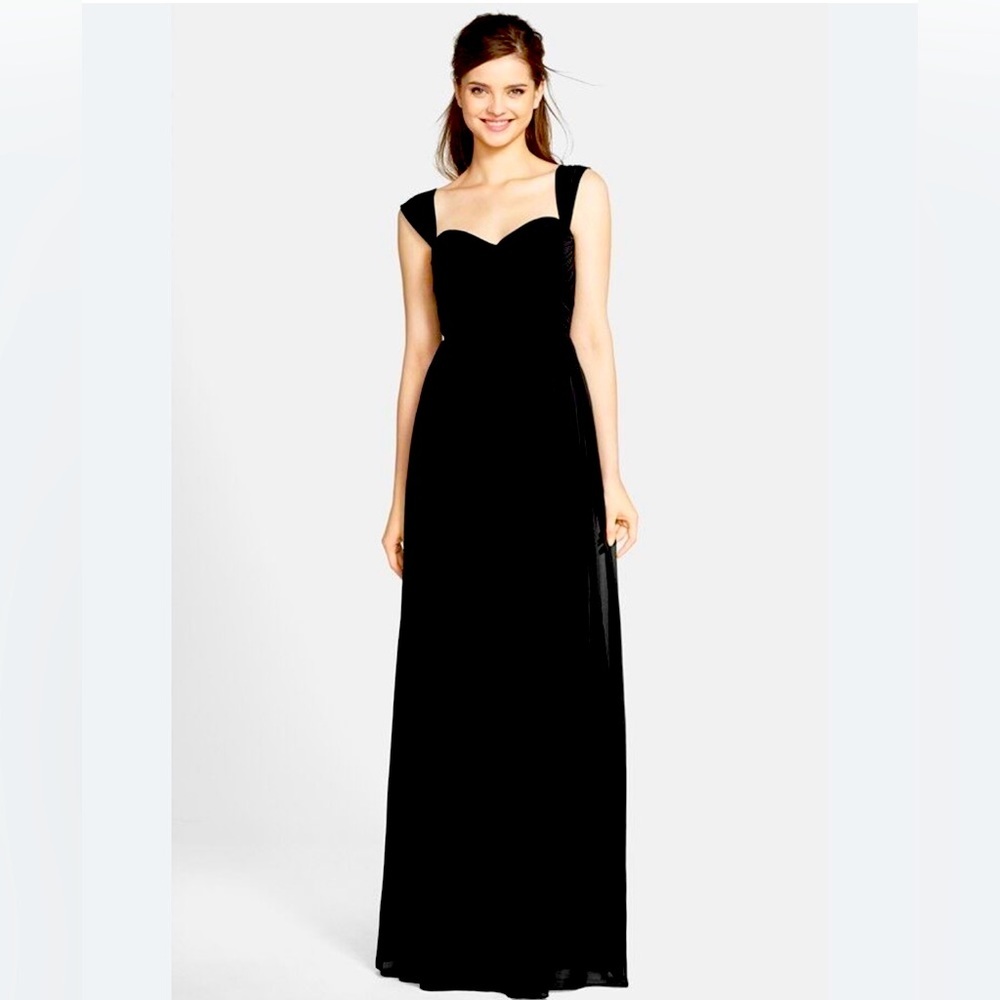 JENNY YOO- Leah Chiffon/Silk Black Gown, Size 2